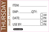 Food Rotation Label Item/Date/Use By - Thursday (Pack of 500)