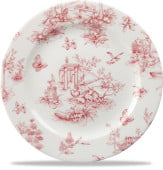 Vintage Prints Cranberry Toile Profile Plate 8"