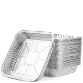 Foil Takeaway Containers Square (No. 9) 1.5 Inch Depth (Pack of 200)