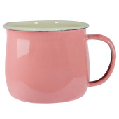 Enamel Belly Mug Pink with White Rim 375ml (Pack of 6)