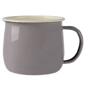 Enamel Belly Mug Grey with Cream Rim 375ml(Pack of 6)