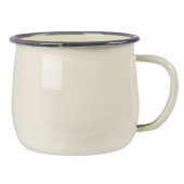 Enamel Belly Mug Cream with Grey Rim 375ml (Pack of 6)