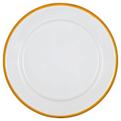 Enamel Side Plate White with Yellow Rim 20cm/8" (Pack of 6)