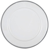 Enamel Side Plate White with Grey Rim 20cm/8" (Pack of 6)