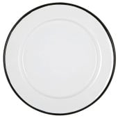 Enamel Side Plate White with Black Rim 20cm/8" (Pack of 6)