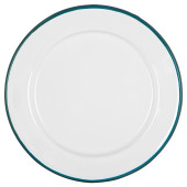 Enamel Side Plate White with Green Rim 20cm/8" (Pack of 6)