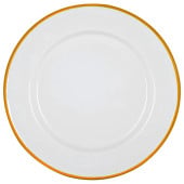 Enamel Dinner Plate White with Yellow Rim 25.5cm/10" (Pack of 6)