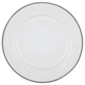 Enamel Dinner Plate White with Grey Rim 25.5cm/10" (Pack of 6)
