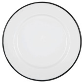 Enamel Dinner Plate White with Black Rim 25.5cm/10" (Pack of 6)