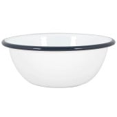 Enamel Bowl White with Navy Rim 16cm/6.25" (Pack of 6)