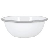 Enamel Bowl White with Grey Rim 16cm/6.25" (Pack of 6)