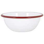 Enamel Bowl White with Red Rim 16cm/6.25" (Pack of 6)