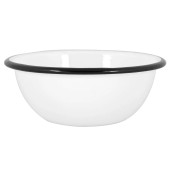 Enamel Bowl White with Black Rim 16cm/6.25" (Pack of 6)