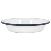 Enamel Deep Bowl White with Navy Rim 19cm/7" (Pack of 6)