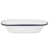 Enamel Pie Dish White with Navy 20cm (Pack of 6)