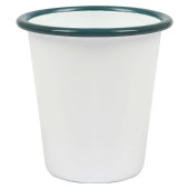 Enamel Tumbler White with Green Rim 300ml (Pack of 6)