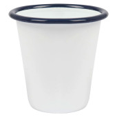 Enamel Tumbler White with Blue Rim 300ml (Pack of 6)