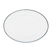 Enamel Serving Platter White with Blue Rim 30 x 22cm