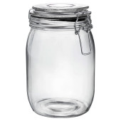 Glass Storage Jar Black Seal 1 Litre (Pack of 6)