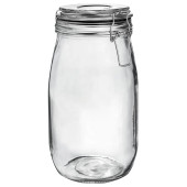 Glass Storage Jar Black Seal 1.5 Litre (Pack of 6)