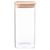 Square Glass Storage Jar with Wooden Lid 1.5 Litre (Pack of 6)