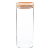 Square Glass Storage Jars with Wooden Lid 1.9 Litre (Pack of 6)