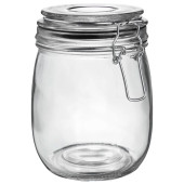 Glass Storage Jar Black Seal 750ml (Pack of 6)