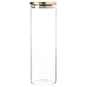 Glass Storage Jar with Metal Lid Gold 2 Litre (Pack of 6)