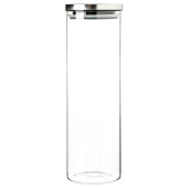 Glass Storage Jar with Metal Lid Silver 2 Litre (Pack of 6)