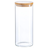 Scandi Glass Storage Jar with Wooden Lid 1.5 Litre (Pack of 6)
