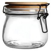 Airtight Storage Jar with Wooden Lid White Seal 500ml (Pack of 6)