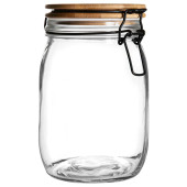 Airtight Storage Jar with Wooden Lid White Seal 1 Litre (Pack of 6)