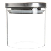 Glass Storage Jar with Metal Lid Silver 550ml (Pack of 6)