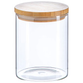 Scandi Glass Storage Jar with Wooden Lid 750ml (Pack of 6)