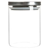 Glass Storage Jar with Metal Lid Silver 750ml (Pack of 6)