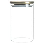 Glass Storage Jar with Metal Lid Gold 1 Litre (Pack of 6)