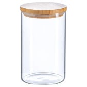 Scandi Glass Storage Jar with Wooden Lid 1 Litre (Pack of 6)
