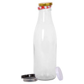 Glass Water Bottle with Metal Lid 960ml (Pack of 6)