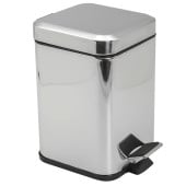 Bathroom Pedal Bin Square Chrome Stainless Steel 3 Litres
