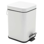Bathroom Pedal Bin Square White Stainless Steel 3 Litres