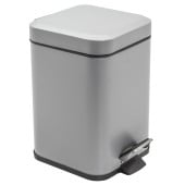Bathroom Pedal Bin Square Grey Stainless Steel 3 Litres