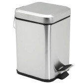 Bathroom Pedal Bin Square Brushed Stainless Steel 3 Litres