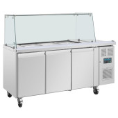 Polar U-Series Double Door Gastronorm Saladette + Sneeze Guard 3 Door