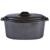 Porcelite Cast Iron Effect Oval Casserole Dish with Lid 15.7 x 9cm/6.2 x 3.5" 340ml/12oz (Pack of 6)