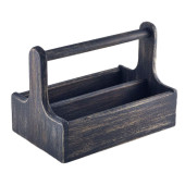 Genware Black Wooden Table Caddy 25 x 15.3 x 17.9cm