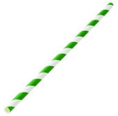 Paper Drinking Straws Green Stripe 8 Inch 20cm (Pack of 250)