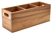 Acacia Wood 3 Compartment Cutlery Box
