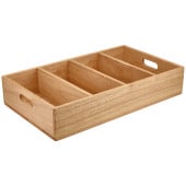 GenWare Hevea Wood 4 Compartment Cutlery Tray