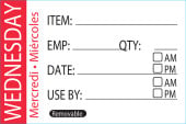 Food Rotation Label Item/Date/Use By Wednesday (Pack of 500)
