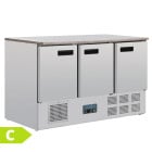 Polar 3 Door Refrigerated Counter with Marble Work Top 368Ltr